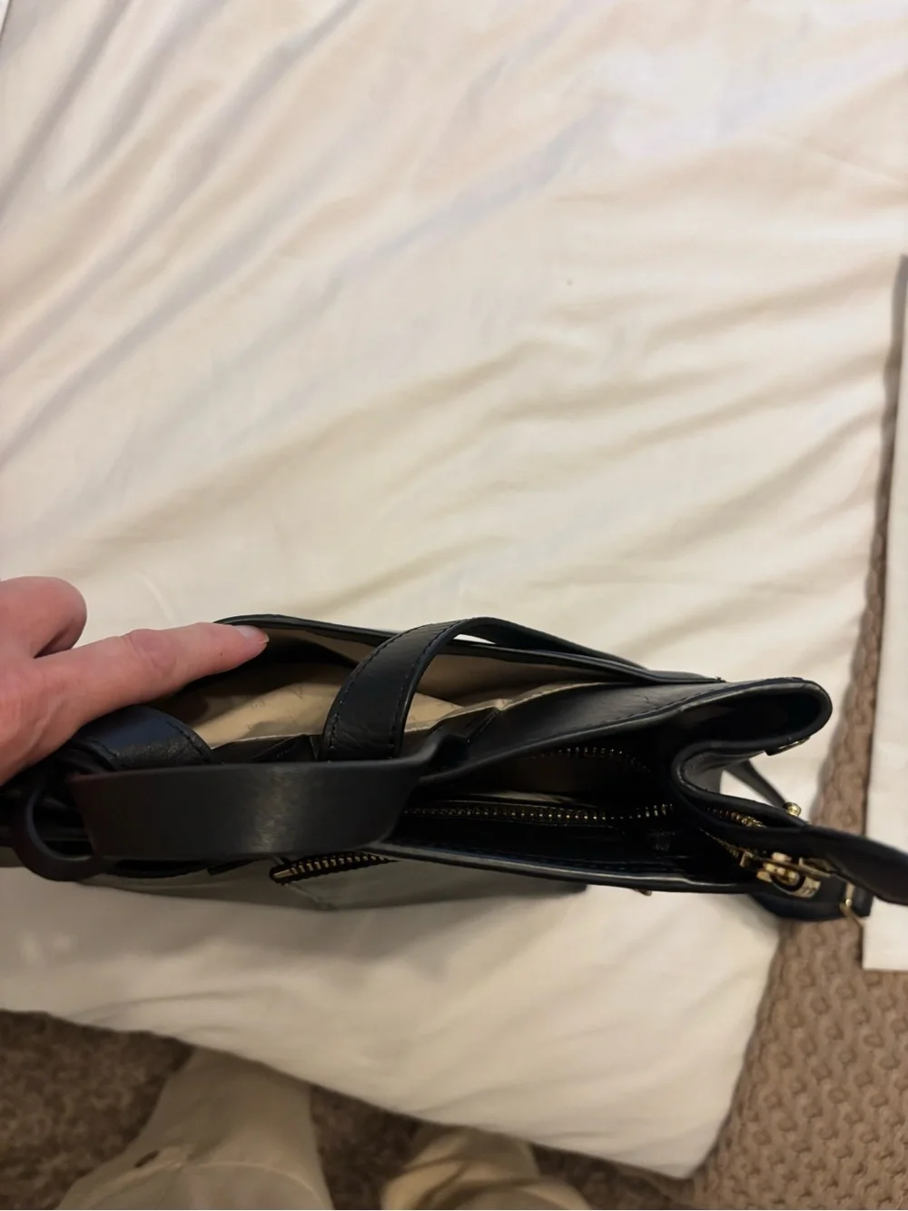 RADLEY LONDON Black Leather Backpack with Gold Zip Detail